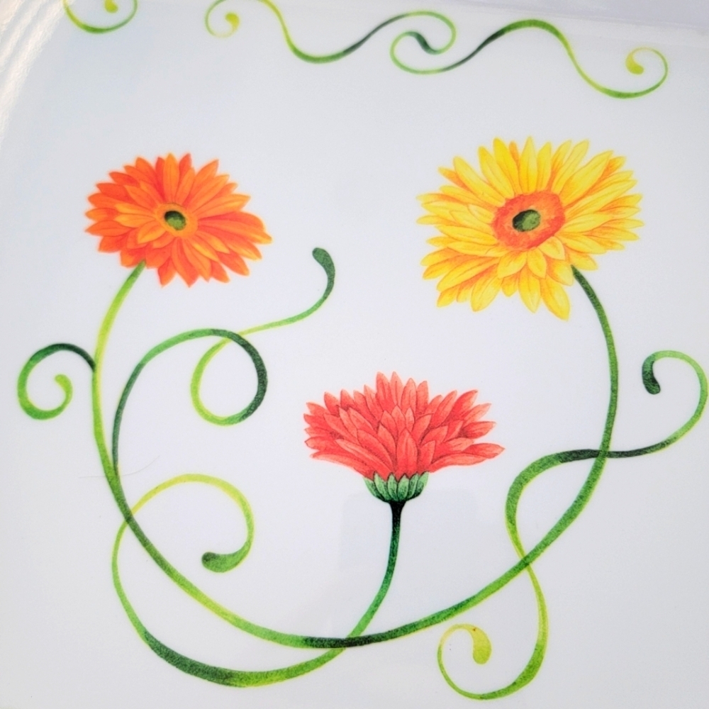 PRECIDIO Melamine Daisy 18" Rectangular Serving Tray w/Handles Flowers